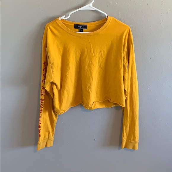Forever 21 Yellow Cropped Long Tee- Men’s Large - Picture 2 of 4